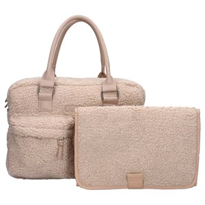 Sac à langer en sherpa beige 28 x 40 cm