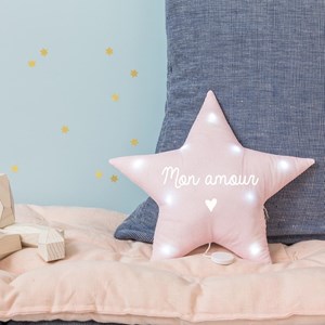 Veilleuse musicale étoile rose pailletée