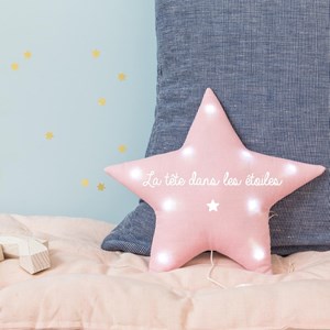 Veilleuse musicale étoile rose poudré