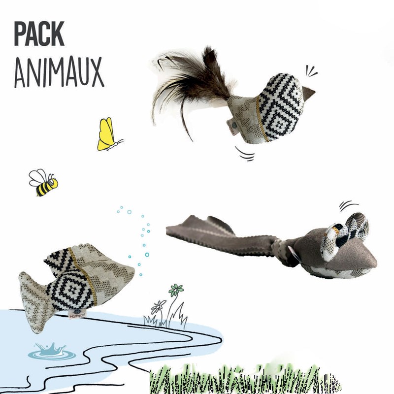 Homycat - Pack 3 jouets animaux cataire