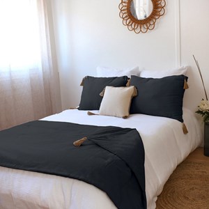 Édredon panama 90x190 cm pompons jute gr