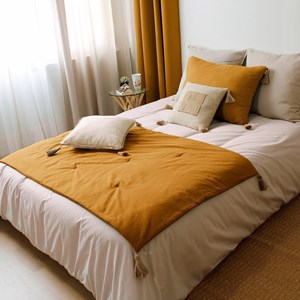 Édredon panama 90x190 cm pompons jute mo