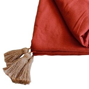 Édredon panama 90x190 cm pompons jute te