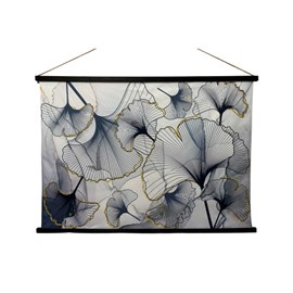 Toile murale kakemono suédine gingko ble