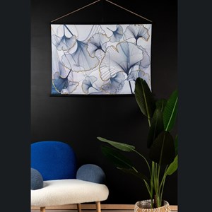 Toile murale kakemono suédine gingko ble