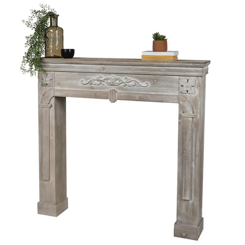 Contour de cheminée bois cottage gris cé