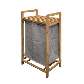 Meuble à linge 1 panier amovible bambou
