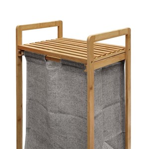 Meuble à linge 1 panier amovible bambou
