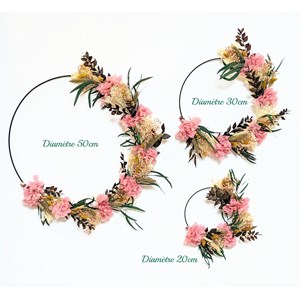 Couronne murale de fleurs séchées d30cm