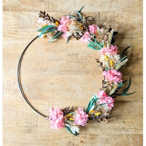 Couronne murale de fleurs séchées d50cm