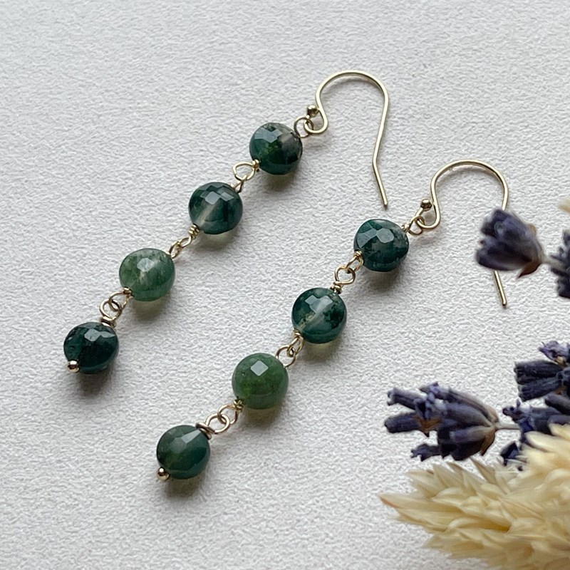 S’TELLE création bijoux. - Boucles d'oreilles lotta agate mousse