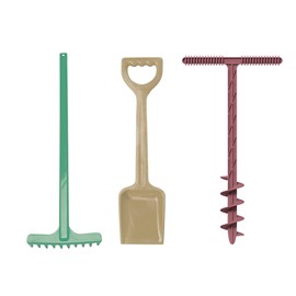 Pelle, râteau et foret à sable