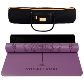Tapis de yoga violet pu-caoutchouc + sac