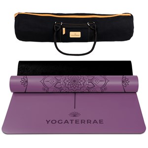 Tapis de yoga violet pu-caoutchouc + sac