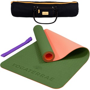 Tapis yoga vert corail tpe + sangle sac
