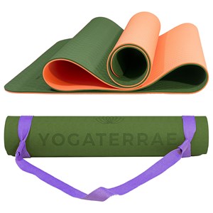 Tapis yoga vert corail tpe + sangle sac