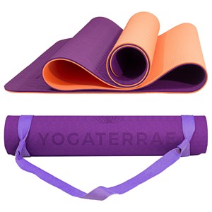 Tapis yoga violet corail tpe sangle sac