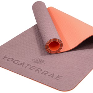 Tapis de yoga beige corail tpe + sangle