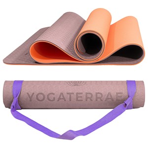 Tapis yoga beige corail tpe + sangle sac