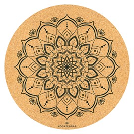 Tapis yoga rond mandala liège-caoutchouc