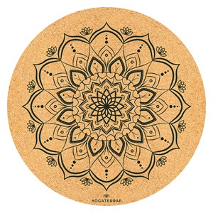 Tapis yoga rond mandala liège-caoutchouc