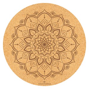 Tapis yoga rond mandala liège-caoutchouc