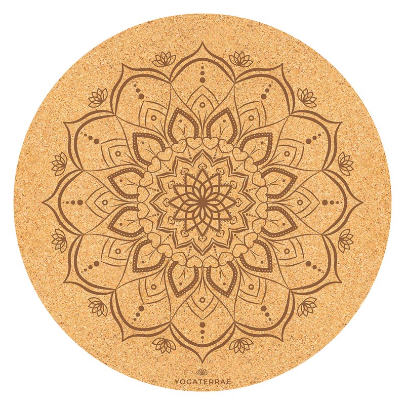 YOGATERRAE - Tapis yoga rond mandala liège-caoutchouc