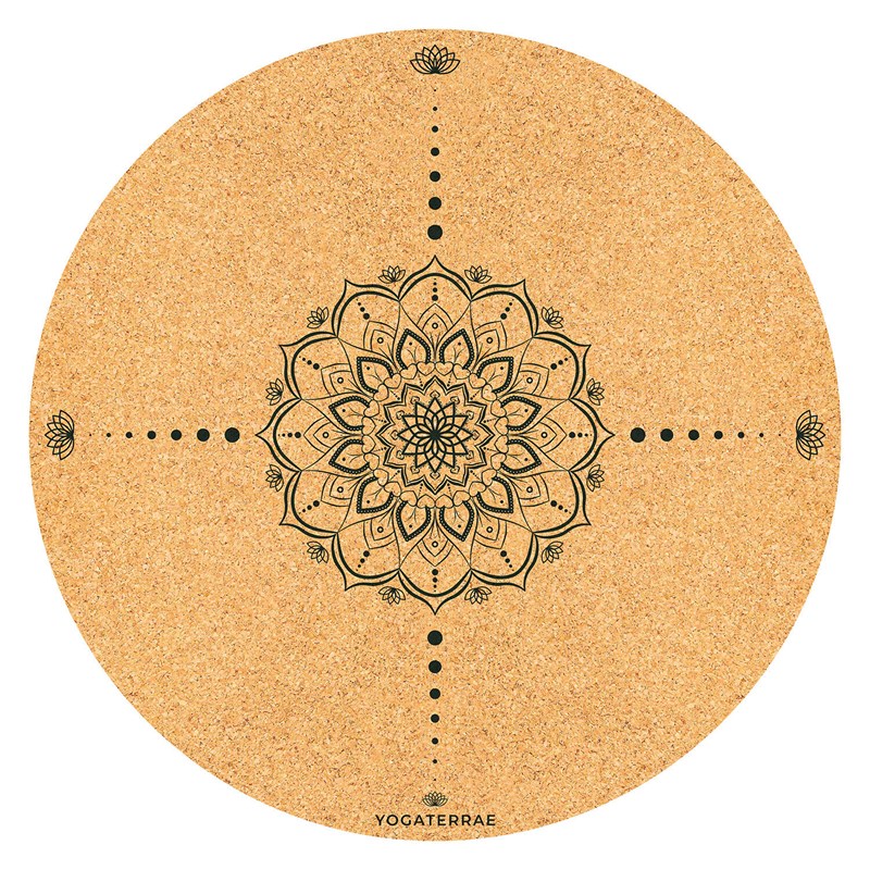 YOGATERRAE - Tapis yoga rond cosmos liège-caoutchouc