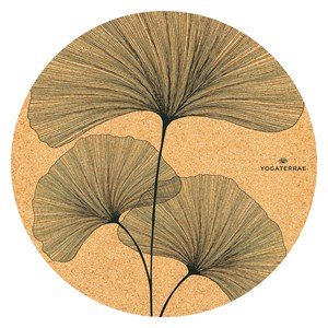 Tapis yoga rond ginkgos liège-caoutchouc