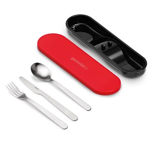 Set couverts inox et étui rouge guzzini