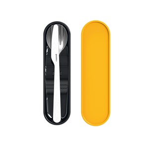 Set couverts inox et étui jaune guzzini