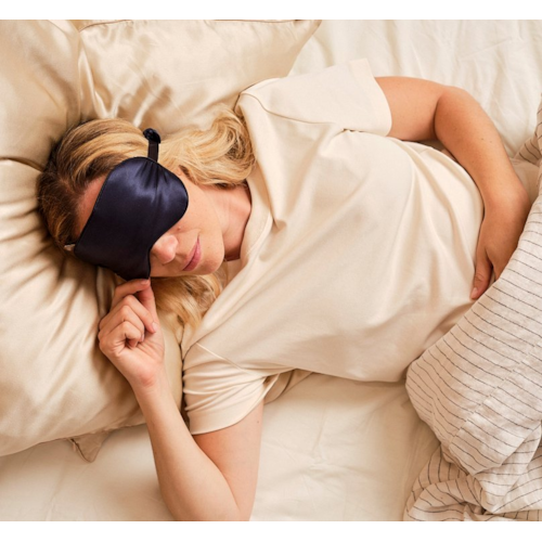 Emily's Pillow - Masque de sommeil en soie bleu nuit