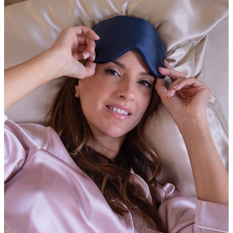 Emily's Pillow - Masque de sommeil en soie bleu nuit