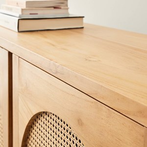 Buffet en teck massif et cannage 180 cm