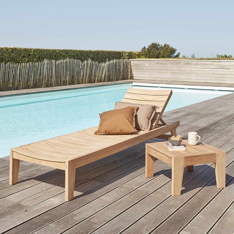 BOIS DESSUS BOIS DESSOUS - Ensemble bain de soleil et table en teck