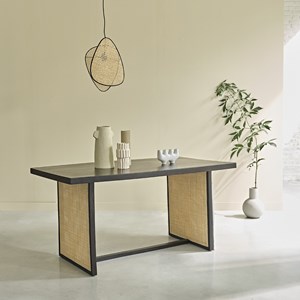 Table en bois de manguier et cannage