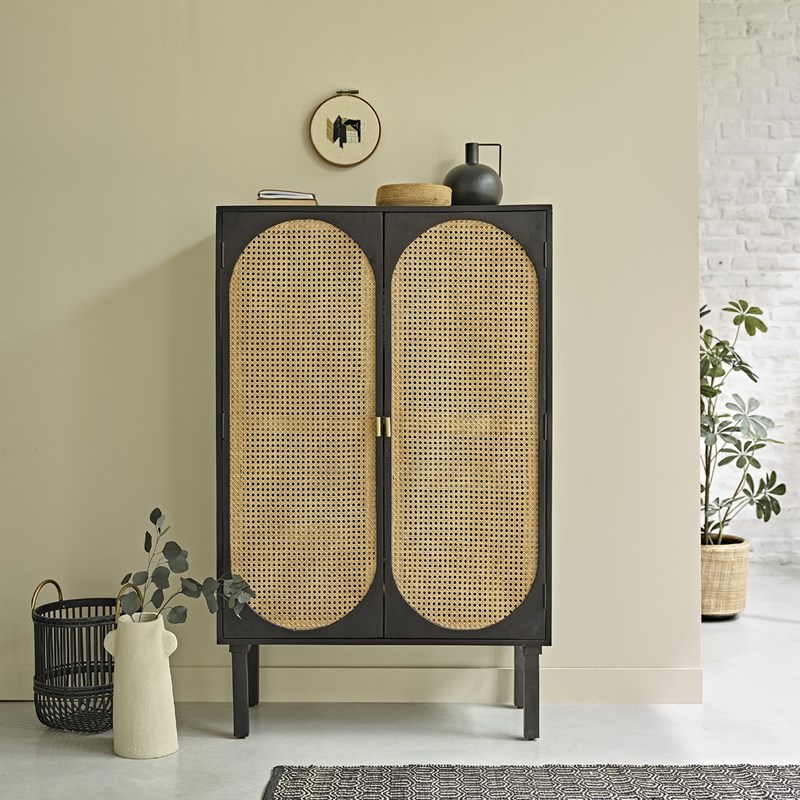Berah Getah - Armoire en manguier noir et cannage