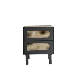 Table de chevet en manguier et cannage