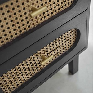 Table de chevet en manguier et cannage