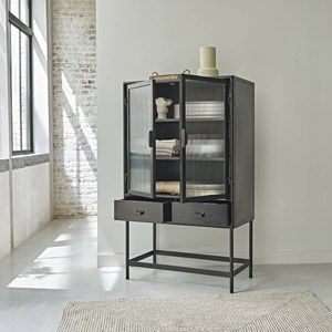 Vaisselier en métal et verre ondulé