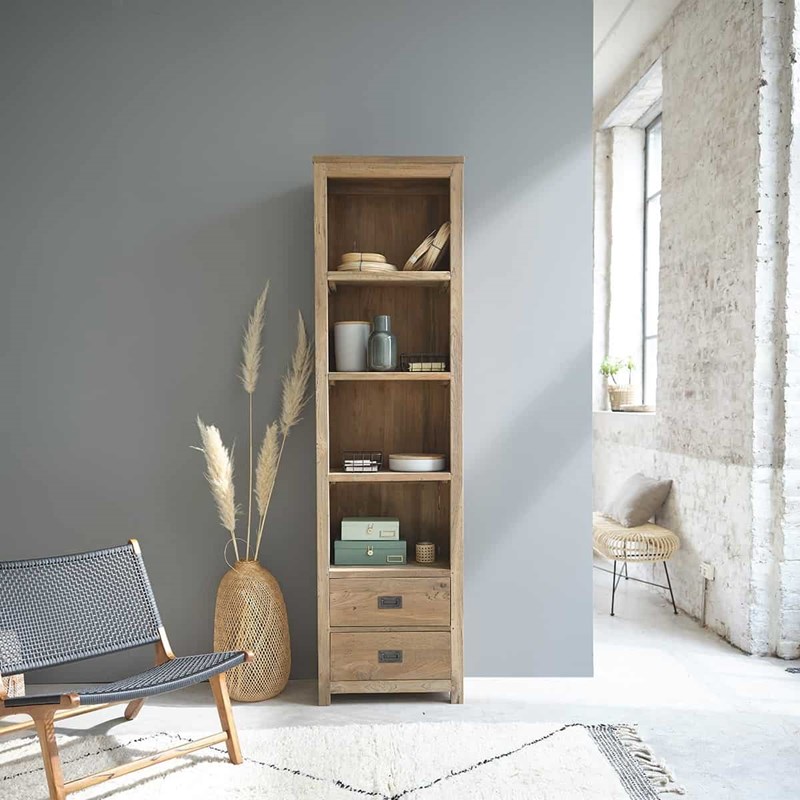 Berah Getah - Bibliothèque teck recyclé 2 tiroirs