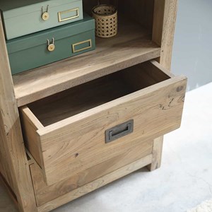 Bibliothèque teck recyclé 2 tiroirs