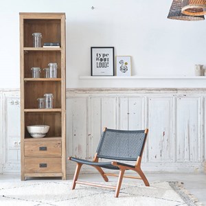 Bibliothèque teck recyclé 2 tiroirs