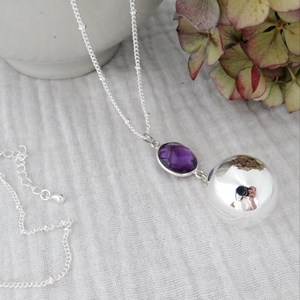 Bola argent pendentif améthyste