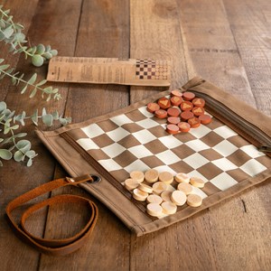 Jeu d'échec & dames pliable havane