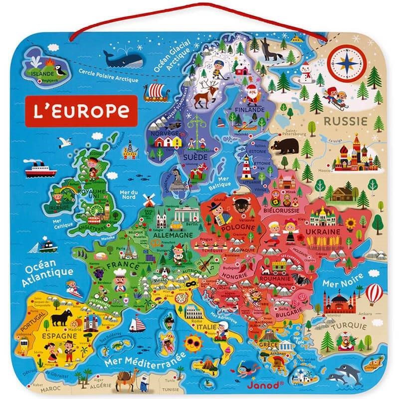 Janod puzzle carte d'europe magnétique -