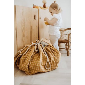 Sac rangement tapis organic grid moutard