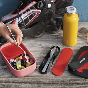 Lunch box et set de 3 couverts guzzini