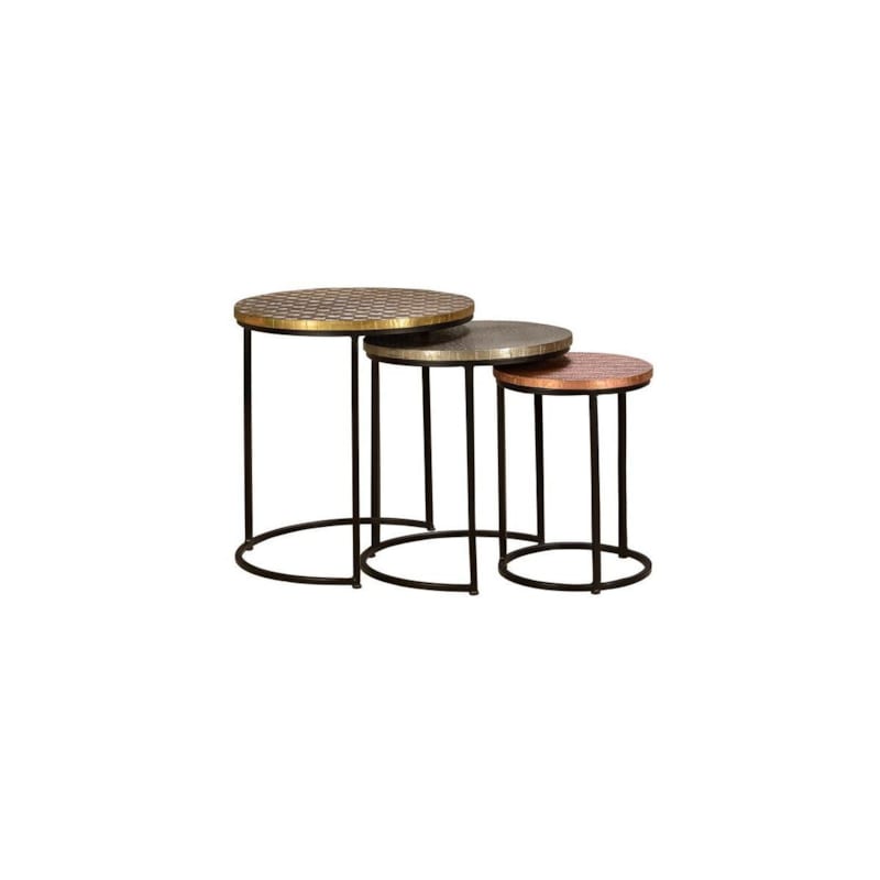 Lot de 3 sellettes fer noir - décoration