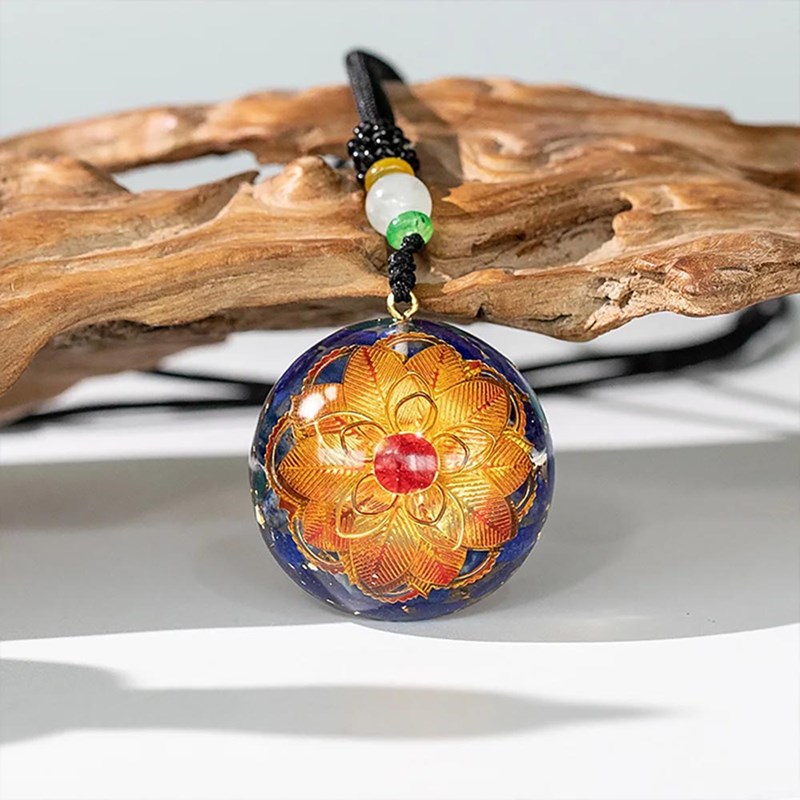 Collier yoga orgonite lotus anti onde